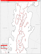 Grand Isle County Wall Map Red Line Style